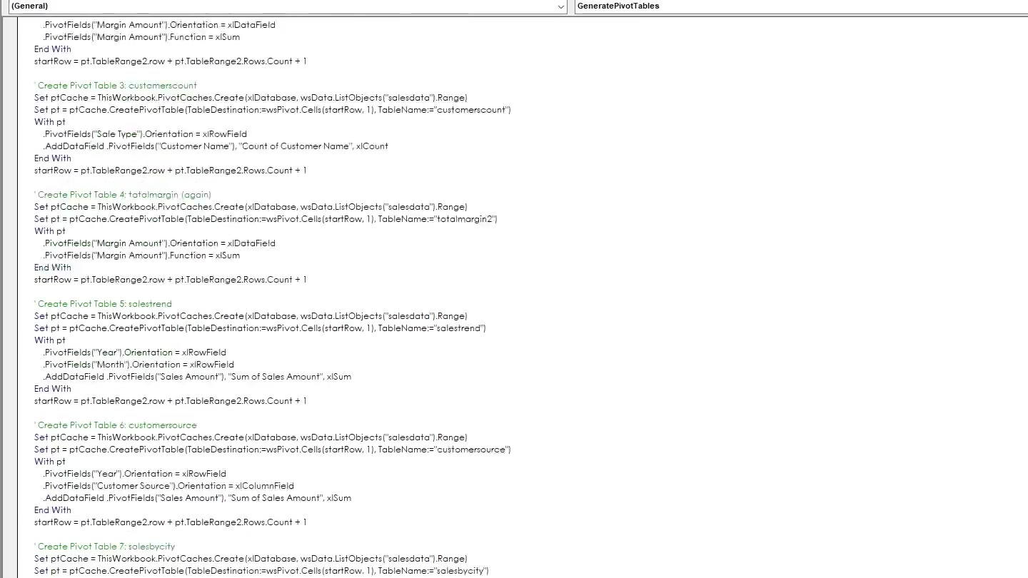 ChatGPT 產生多張 Excel PivotTable 的 VBA 程式碼 ChatGPT 產生多張 Excel PivotTable 的 VBA 程式碼