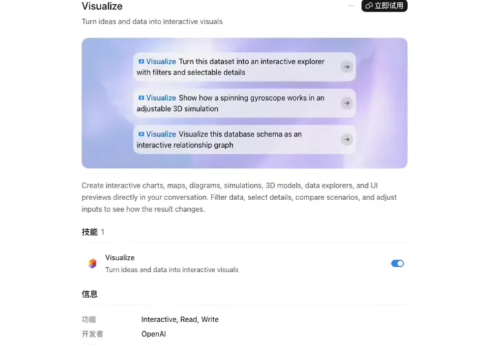 ChatGPT Visualize plugin 的功能介紹頁