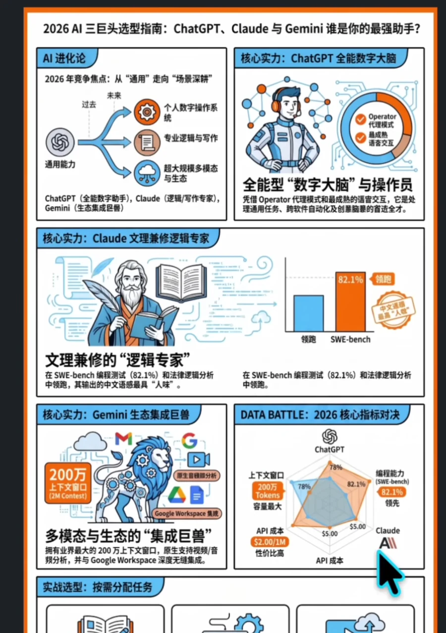 Gemini Notebook 生成的直向 AI 模型比較資訊圖