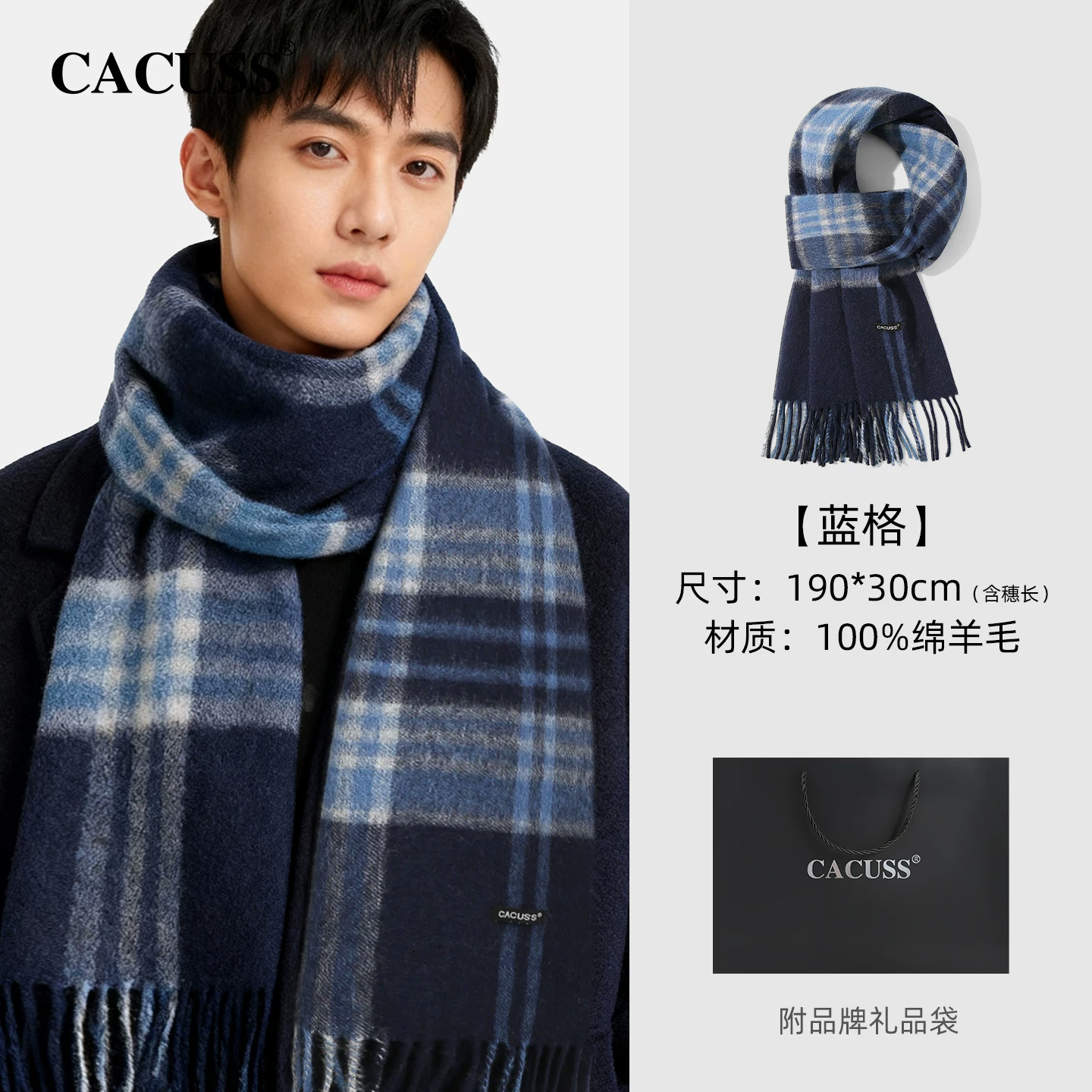 Scarf — navy · check